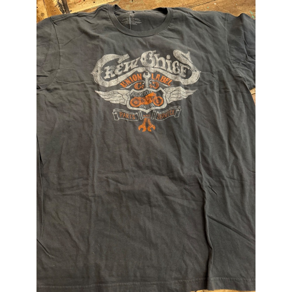 Sonoma Mens Crew Chief Union Label Motorcycle Graphic T-Shirt XL Charcoal Gray